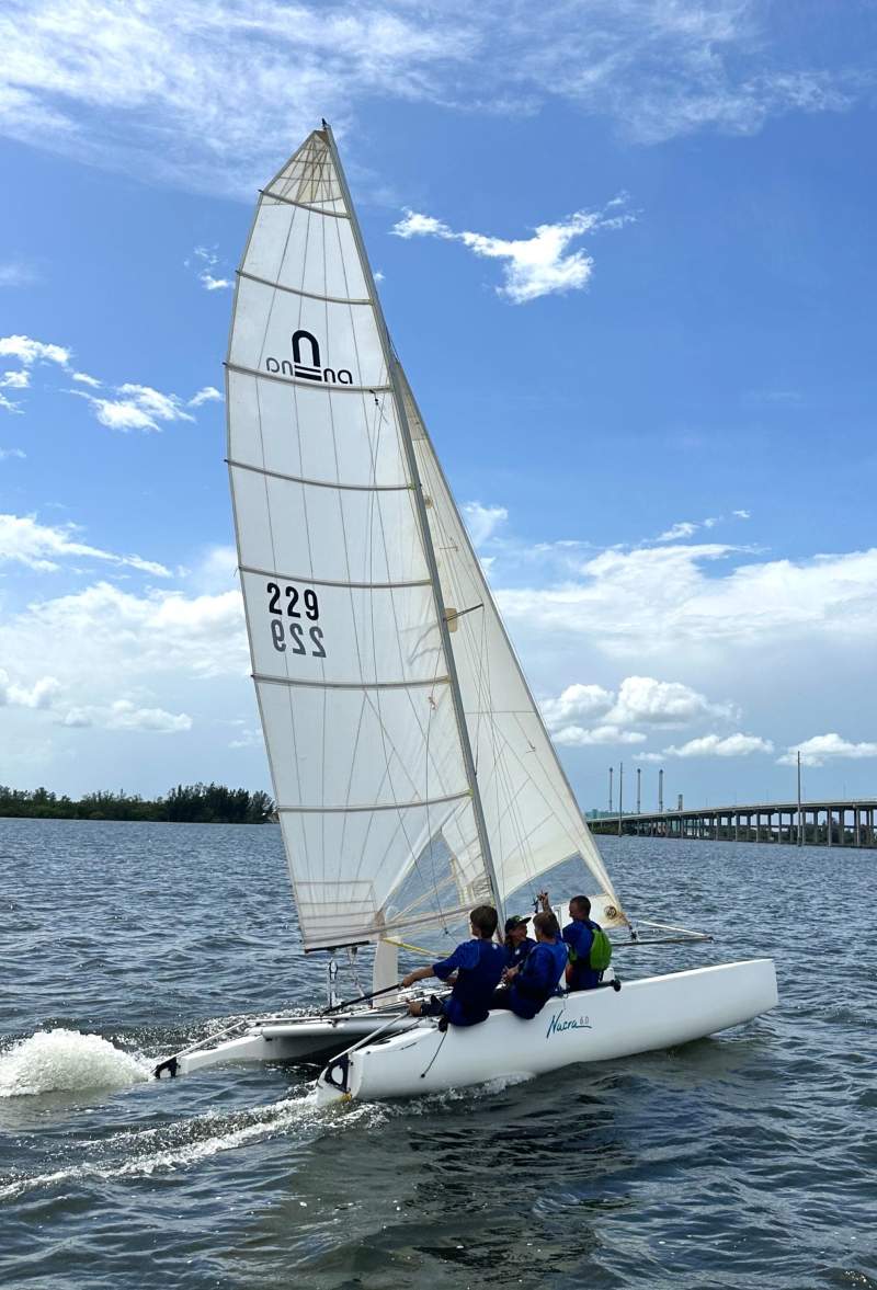  Some of the Nacra Team crew on a Nacra catamaran